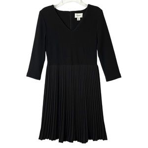 Ganni x Anthropologie Fulton Black Pleated Knit A-Line Cocktail Mini Dress Small
